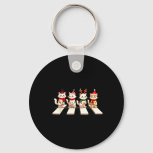 Persian Cat Crossing Road Xmas Keychain