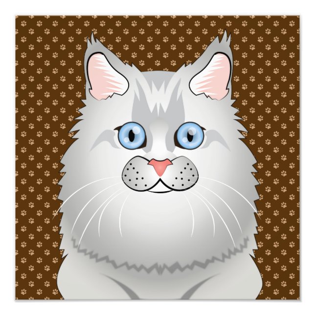 Persian Cat (Doll-Face) Cartoon Photo Print (Front)