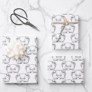 Persian Cat Drawing Seamless Wrapping Paper Sheet