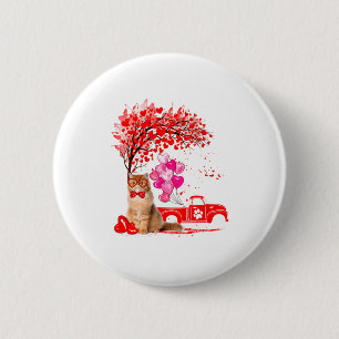 Persian Cat Heart Tree Valentines Day 2 Inch Round Button