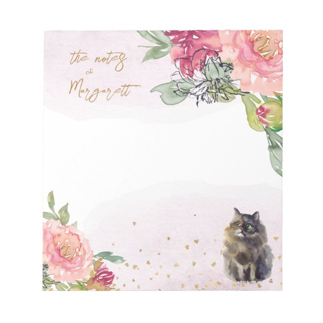 Persian Cat Illustration Girl Daily Activity Notes (Front)