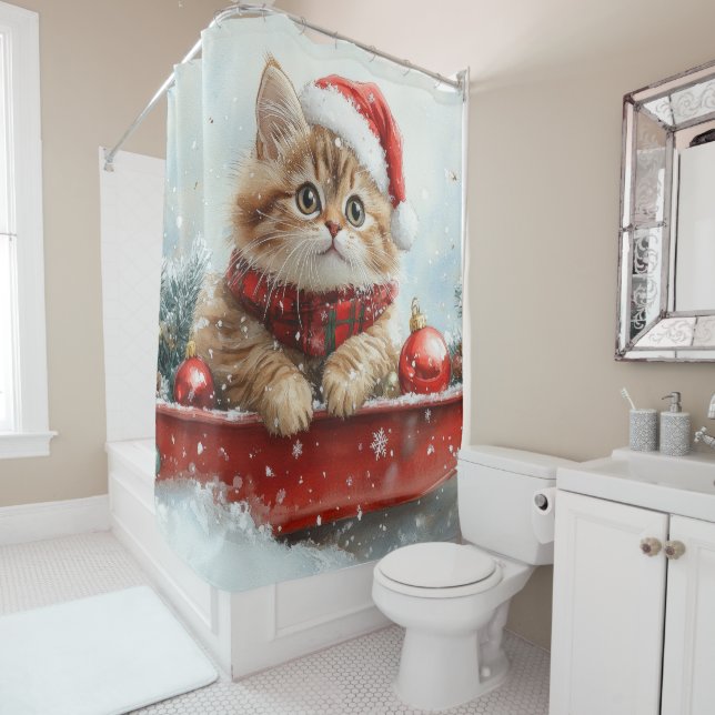 Persian Cat in Sledge Let it Snow Christmas (In Situ)
