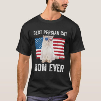 Persian Cat Mom American Flag Cat  Owner Kitty Kit T-Shirt