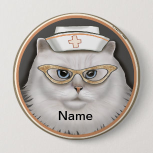 Persian cat nurse  4 inch round button