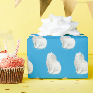 Persian Cat On Aqua Wrapping Paper