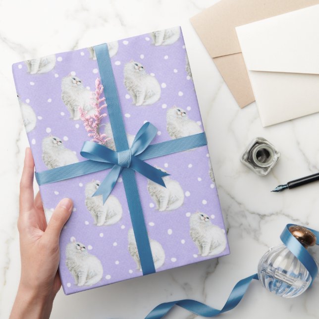 Persian Cat On Dots Wrapping Paper (Gifting)