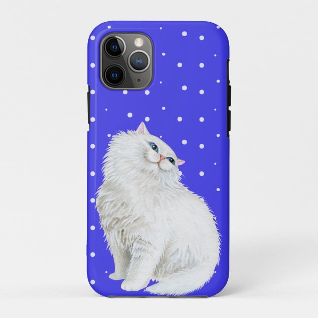 Persian cat on white dots Case-Mate iPhone case (Back)