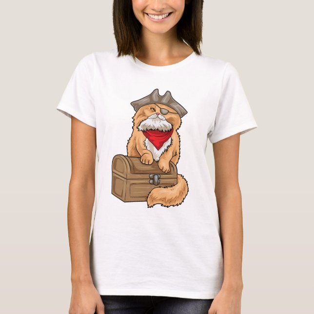 Persian cat Pirate Treasure chest T-Shirt (Front)