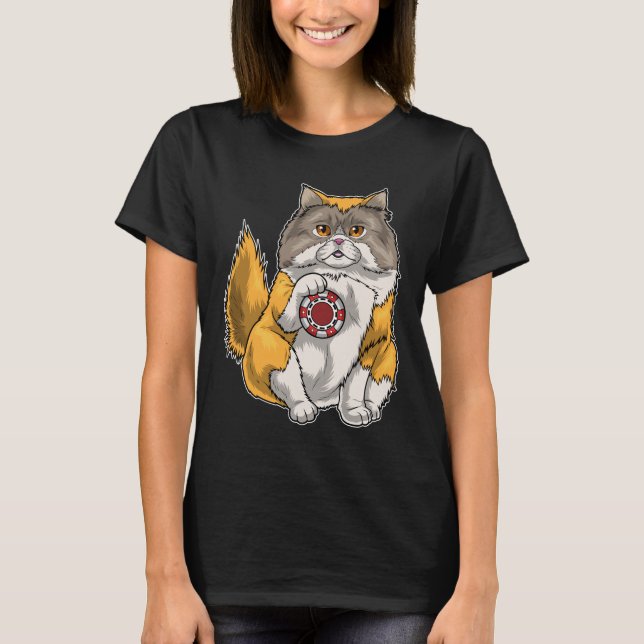 Persian cat Poker Poker chips T-Shirt (Front)
