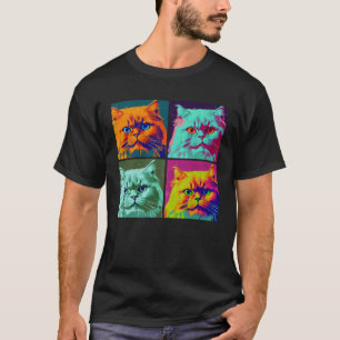 Persian Cat Pop Illustration Colorful Animal Men   T-Shirt