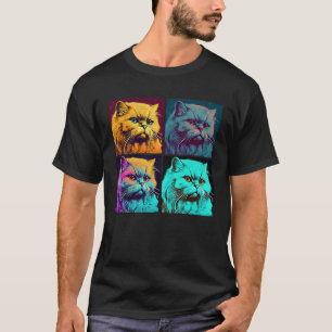 Persian Cat Pop Illustration Colorful Animal Men   T-Shirt