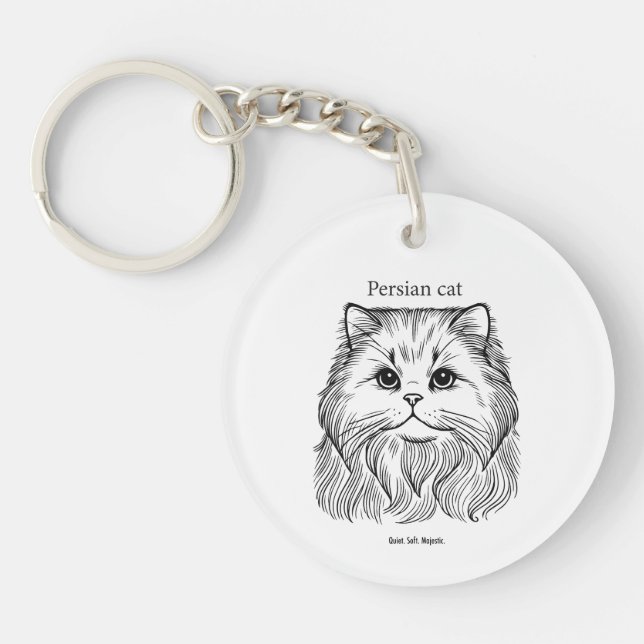 Persian Cat Portrait Keychain (Front)