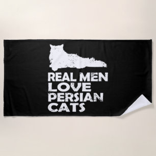 Persian cat - real men love persian cats beach towel