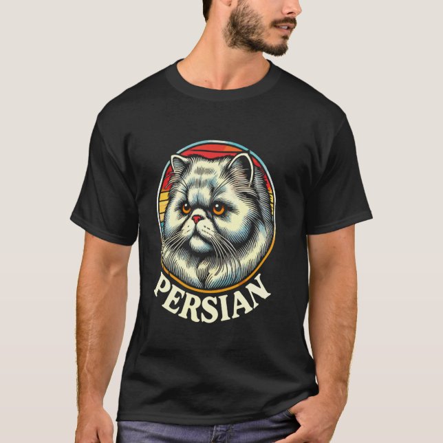 Persian Cat Retro Style T-Shirt (Front)