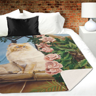 Persian Cat Roses Dryad Sherpa Blanket