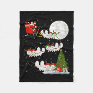 Persian Cat Santa Sleigh Flying Funny Magical Chri Fleece Blanket
