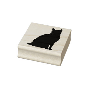 Persian cat silhouette art stamp