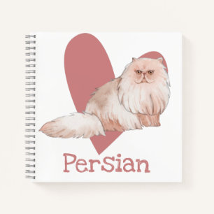 Persian Cat Watercolor Kitty Pink Heart Journal