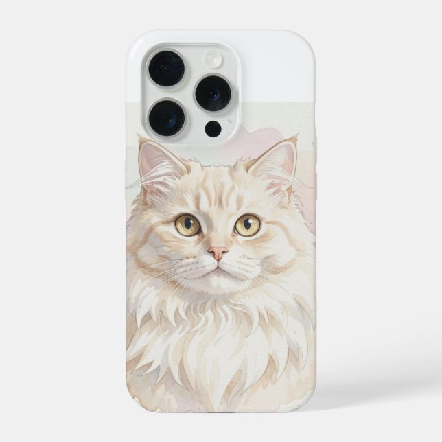 Persian Cat Watercolour Portrait iPhone Case (Back)