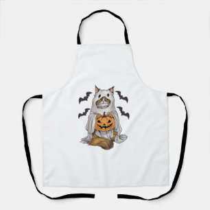 Persian Cat Witch Hat Pumpkins Halloween Costume  Apron