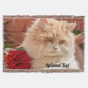 Persian Cat with a Red Rose Throw Blanket