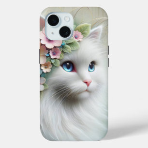Persian Cat With Floral Laurel iPhone 15 Case