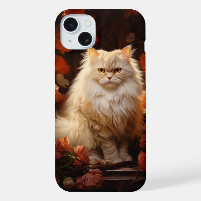 Persian cat with flowers iPhone case (Back)