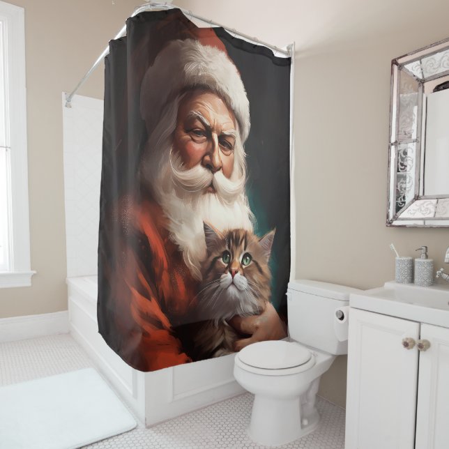 Persian Cat With Santa Claus Festive Christmas  (In Situ)