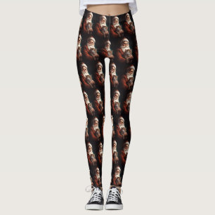 Persian Cat With Santa Claus Festive Christmas  Leggings
