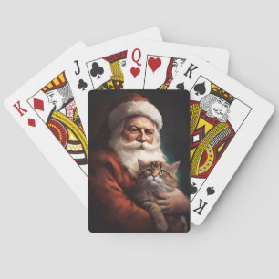 Persian Cat With Santa Claus Festive Christmas  Playing Cards