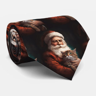 Persian Cat With Santa Claus Festive Christmas Tie