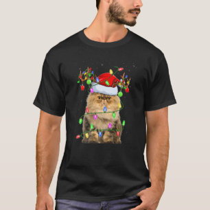 Persian Cat  Xmas Lighting Santa Persian Cat Chris T-Shirt