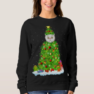Persian Cat Xmas Lighting Tree Funny Persian Cat C Sweatshirt