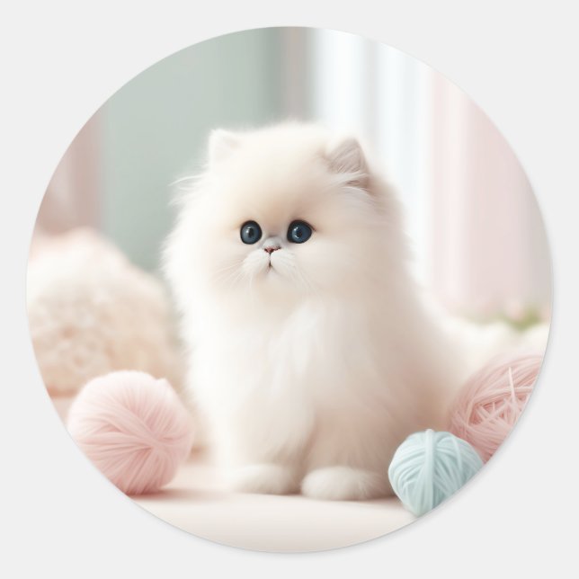 Persian Cat's Soft Pastel Dream Classic Round Sticker (Front)