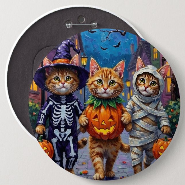 Persian Cats Trick-or-Treating  Halloween Costumes 6 Inch Round Button (Front & Back)