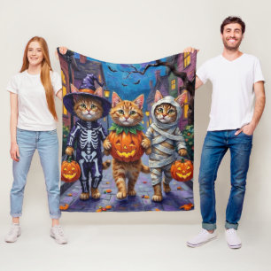 Persian Cats Trick-or-Treating  Halloween Costumes Fleece Blanket