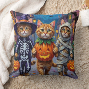 Persian Cats Trick-or-Treating Halloween Costumes Throw Pillow