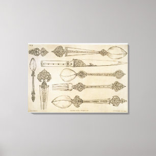 Persian design for everyday silver cutlery, from ' canvas print