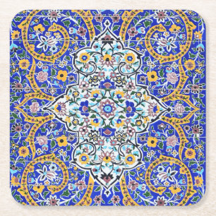 Persian elaborate tiled mural square paper coaster