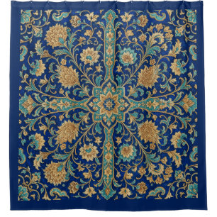 Persian Floral Arabesque Pattern Royal Blue 