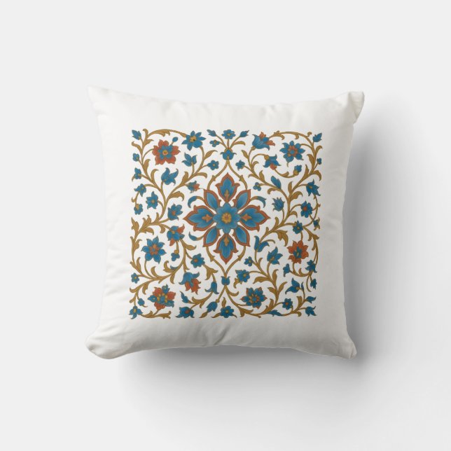 Persian Floral Ornament Artwork Throw Pillow (Front)