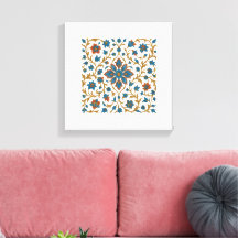 Persian Floral Ornament Stretched Canvas Print