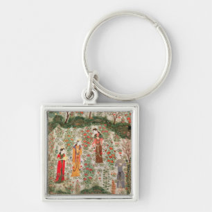 Persian Garden, 15th century (w/c on paper) Keychain