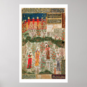 Persian Garden, 15th century (w/c on paper) Poster