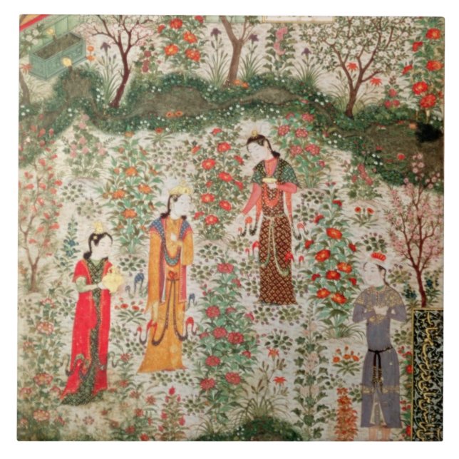 Persian Garden, 15th century (w/c on paper) Tile (Front)