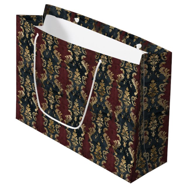 Persian Gold Damask Noir Pattern (1) Large Gift Bag (Front Angled)