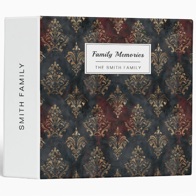 Persian Gold Damask Noir Pattern (2) Binder (Front/Spine)