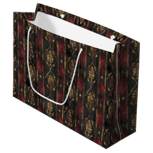 Persian Gold Damask Noir Pattern (2) Large Gift Bag
