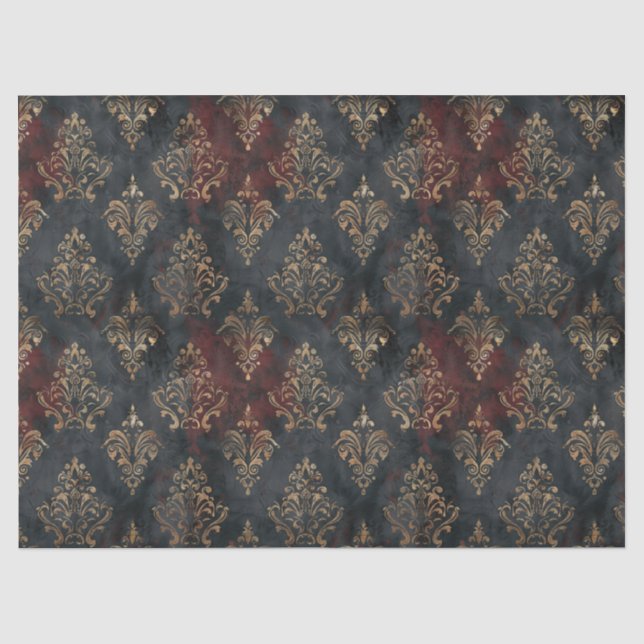 Persian Gold Damask Noir Pattern (2) Tissue Paper (Front)