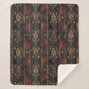 Persian Gold Damask Noir Pattern (3) Sherpa Blanket